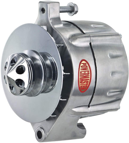 Powermaster 8-37101-360 Alternator (Upgrade Satin 100A Smooth Look 1V Pulley Baffle & Cone 1 Wire)