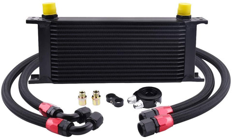 EVIL ENERGY 16 Row AN10 Oil Cooler Kit Universal 10AN Engine Transmission Aluminium Alloy Black