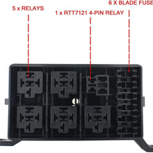 12-Slot Relay Box 6 Relays 6 Standard Fuses Holder Block with 41pcs Metallic Pins Universal for Automotive Accessories (Color : Black)