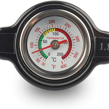 High Pressure Radiator Cap with Temperature Gauge, 1.8 Bar Radiator Cap 25.6psi Compatible with Honda, Kawasaki, Suzuki, Yamaha, Polaris Ranger, Husqvarna Dirt Bike, KTM, More Motorcycle ATV Models