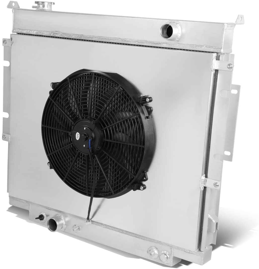 Replacement for Ford F250 / F350 / Superduty 3-Row Aluminum Radiator + 12V Fan Shroud