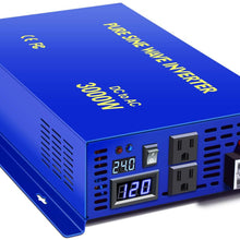 XYZ INVT 3000W Pure Sine Wave Power Inverter 12v to 110v 120v DC to AC with 2 USA Outlets 2 Set of Battery Cables, Power Converter for Home Off Grid, Solar System, RV.(3000W12V)
