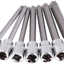 Terisass Torx Star Bit Socket Set 7Pcs 3/8inch Drive Extra Long Torx Star Bit Socket Set Drive Repair Tool Kit Torx Star Socket Bits Tool Kit
