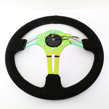 NRG Innovations ReinReplacement forced RST-018S-MCBS 350mm 3" Deep Dish Neo Chrome Spoke Black Suede Steering Wheel