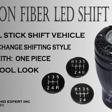 ICBEAMER 100% Carbon Fiber Shift Knob 5 6 Speed Stick Manual Transmission with Blue LED Light & 2 pcs CR2032 Battery