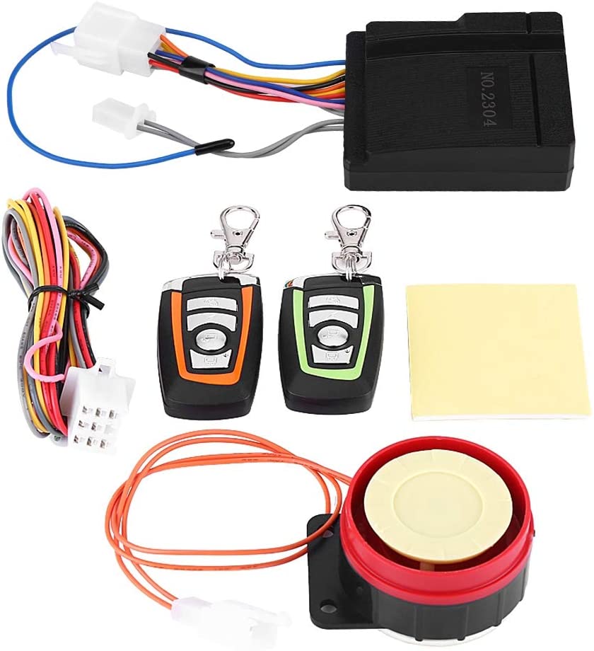 Car Anti-theft Security Alarm,ABS 12V 125DB Anti-trimming and Waterproof Burglar System with Double Color Remote Control and Shock Sensor for Motorbike, Bike, Tricycle etc
