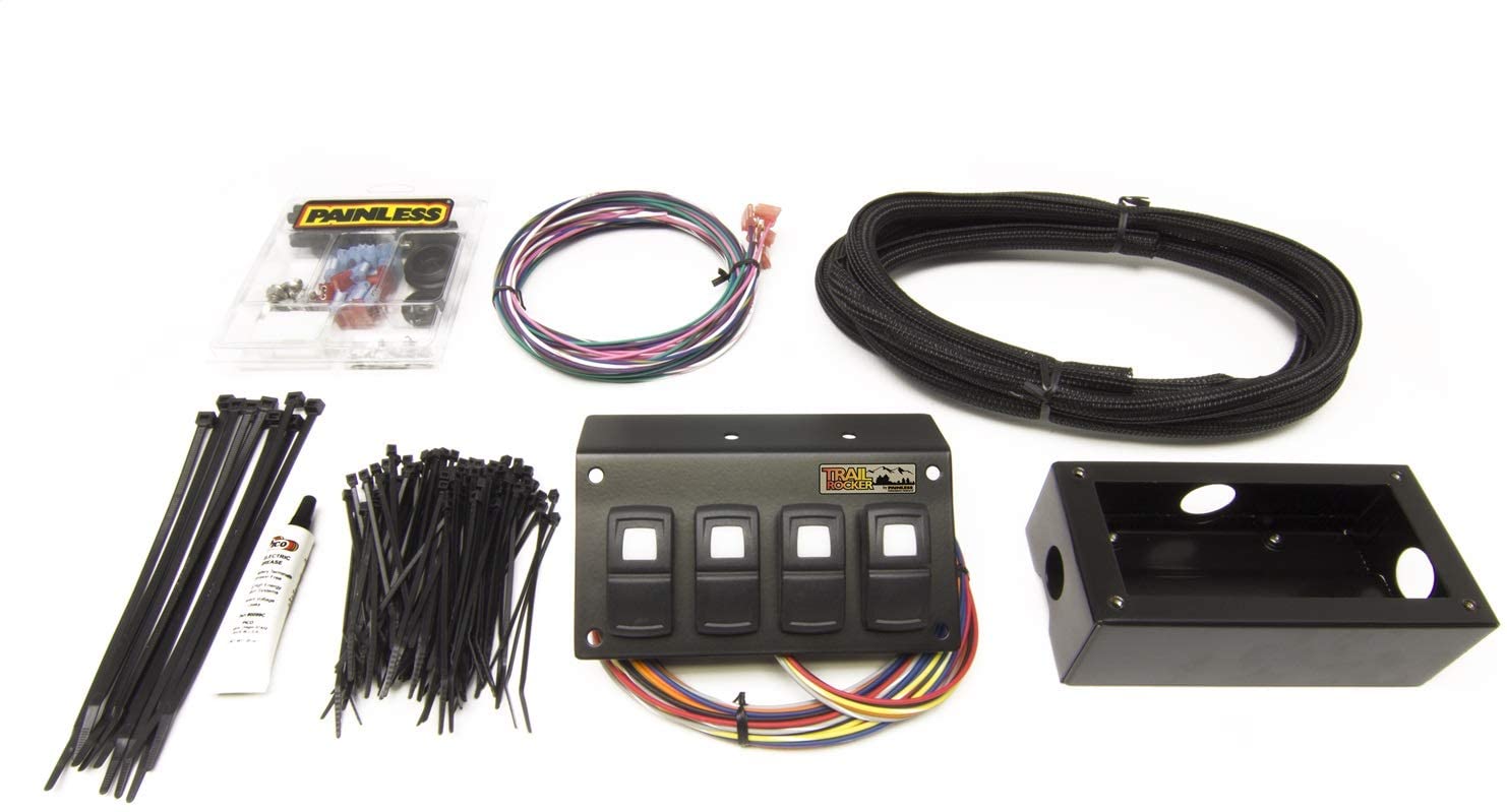 Painless Performance 57109 Trail Rocker 4-Switch Panel, Flange or Underdash Mount