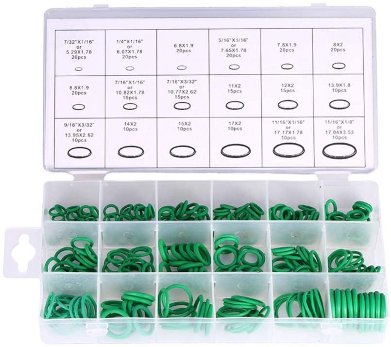 Beduan AC376M 270pcs Compressor O Rings Kit 18 Sizes Car Air Conditioning O-Ring Assortment Set (Green)