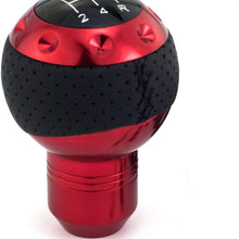 Thruifo 5 Speed Gear Shifter Knob, Leather & Aluminum Automatic Manual Car Stick Shift Head Fit Most MT Vehicles, Blue