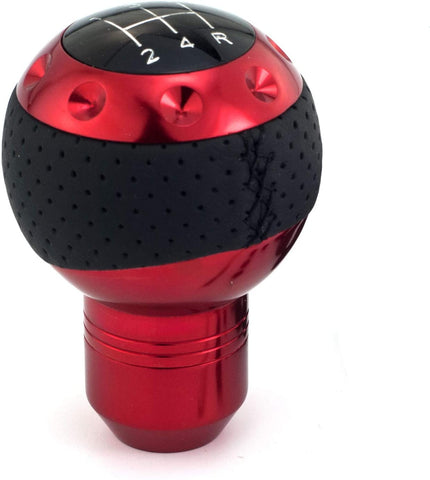 Thruifo 5 Speed Gear Shifter Knob, Leather & Aluminum Automatic Manual Car Stick Shift Head Fit Most MT Vehicles, Blue