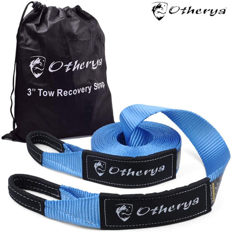 Recovery Tow Strap 3'' x 20 ft - Lab Tested 30,000lb Break Strength - Heavy Duty Draw String Bag Included - Triple Reinforced Protective Loop - Ensure Peace of Mind - Emergency Off Road Towing Rope