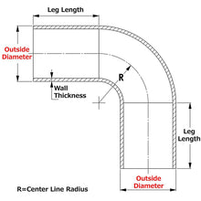HPS AT90-100-CLR-15 6061 T6 Aluminum Elbow Pipe Tubing, 16 Gauge, 90 Degree Bend, 1" OD, 0.065" Wall Thickness, 1.5" Center Line Radius