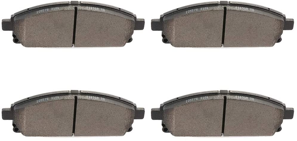 HUBDEPOT Slotted Ceramic Brake Pads Front 4pcs fit for 03-06 Acura MDX, 97-01 Infiniti Q45, 97-03 Infiniti QX4, 1996-2004 Nissan Pathfinder, 2004-2009 2011-2017 Nissan Quest, 2005-2006 Nissan X-Trail