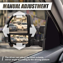 Pair Black Manual Telescoping LED Turn Signal Rear View Side Towing Mirrors Replacement for Ford Super Duty 08-16