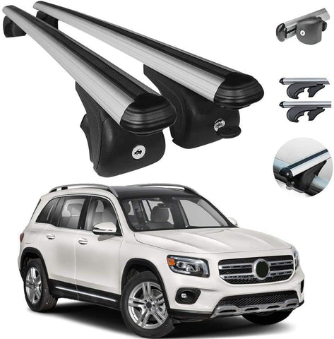 Roof Racks Lockable Cross Bars Carrier Cargo Racks Rail Aluminium Silver Set 2 Pcs. for Mercedes GLB 250 2020-2021