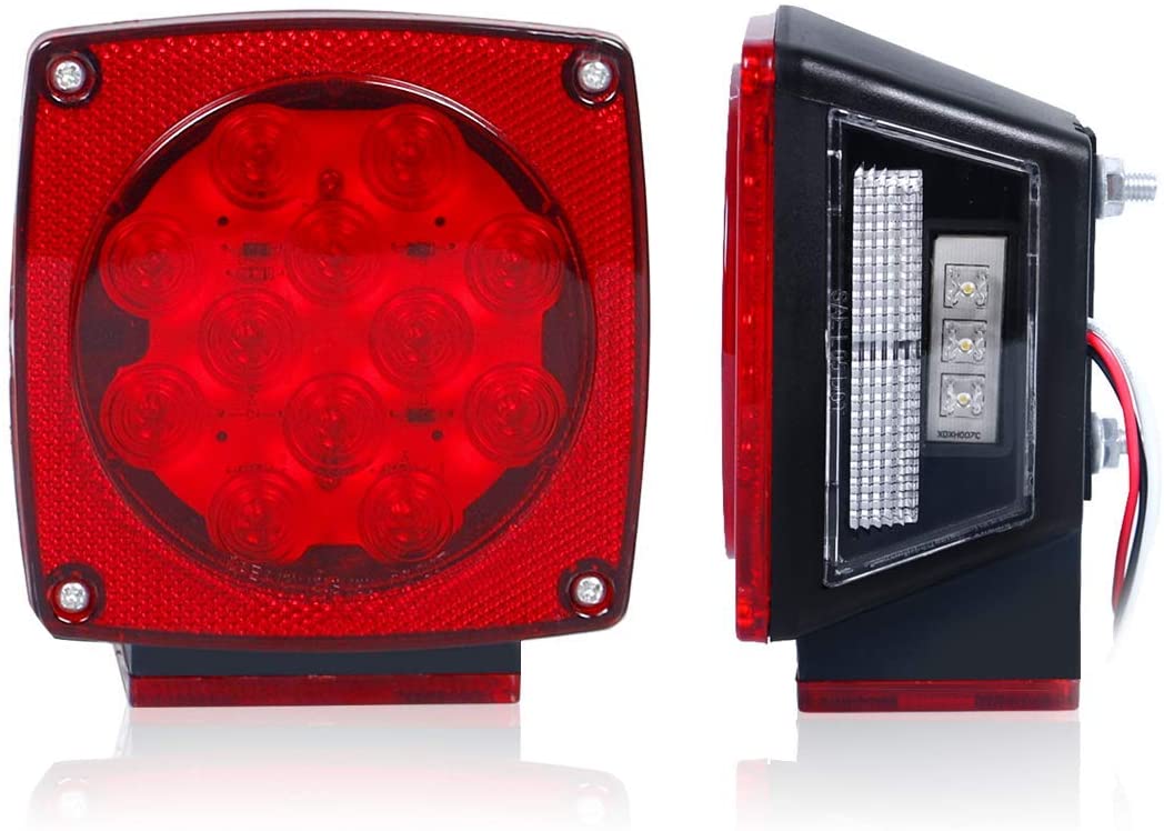 12V Led Submersible Trailer Light Stop Back up Brake Turn Signal Lights for Under 80 inches Boat, Truck, RV, Boat, Trailer and Towing Vehicle, DOT Complied Tail Lamp Assembly, Large