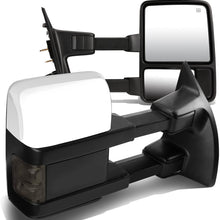 Pair Chrome Power Heated Smoked LED Turn Signal Telescoping Side Towing Mirrors Replacement for Ford Super Duty 08-16