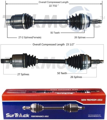 SurTrack Pair Set 2 Front CV Axle Shafts For Honda Civic del Sol Acura Integra
