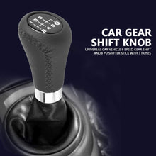 Qiilu Shift Knob 6 Speed Car Gear Stick Shift Knob Head Universal Stitch PU Leather Shifter Stick Knob with 3 Hoses Adapters 8mm 10mm 12mm (Red Stitch)