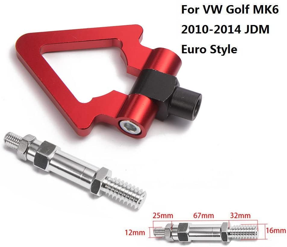 EPMAN Sport Car Towing Hook Racing Tow Bar Auto Trailer Ring For VW Golf MK6 10-14 JDM Euro Style Triangle Ring (Red)