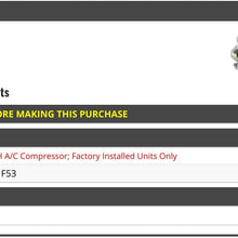 A/C Compressor - Compatible with 2004, 2006-2009, 2011-2016 Ford F53 (with SD7H Compressor, Factory Installed Units Only)