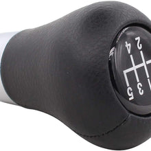 XtremeAmazing 5 Speed Manual Shift Knob with Leather Gear Lever Shifter and Handbrake Boot Cover Gaiter Black