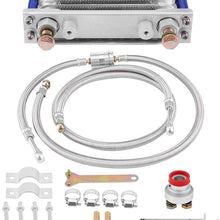 KIMISS Aluminum 65ml Motorcycle Oil Cooler Engine Oil Cooling Radiator System Kit With 2pcs Hollow Screw for GY6 Engine(Silver) (Silver)