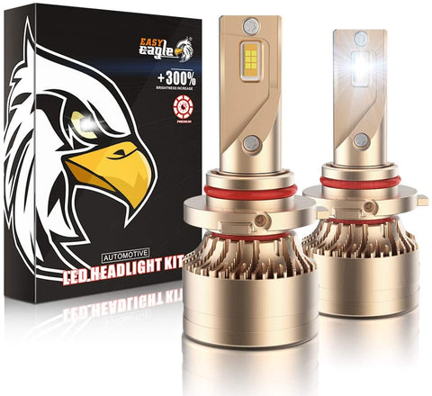 9005 LED Headlight Bulbs, EASY EAGLE HB3 80W High Power 16000LM Extremely Bright 6000K Cold White CSP Chips Conversion Kit Adjustable Beam