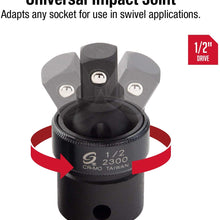 Sunex 2300, 1/2" Drive, Universal Impact Joint, Cr-Mo Steel, Radius Corner Design, Flexible, Meets ANSI Standards