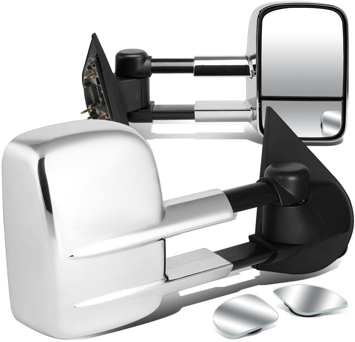 Replacement for F150 Powered Telescopic Extended Arm Folding Towing+Circle Blind Spot Side Mirror (Chrome)