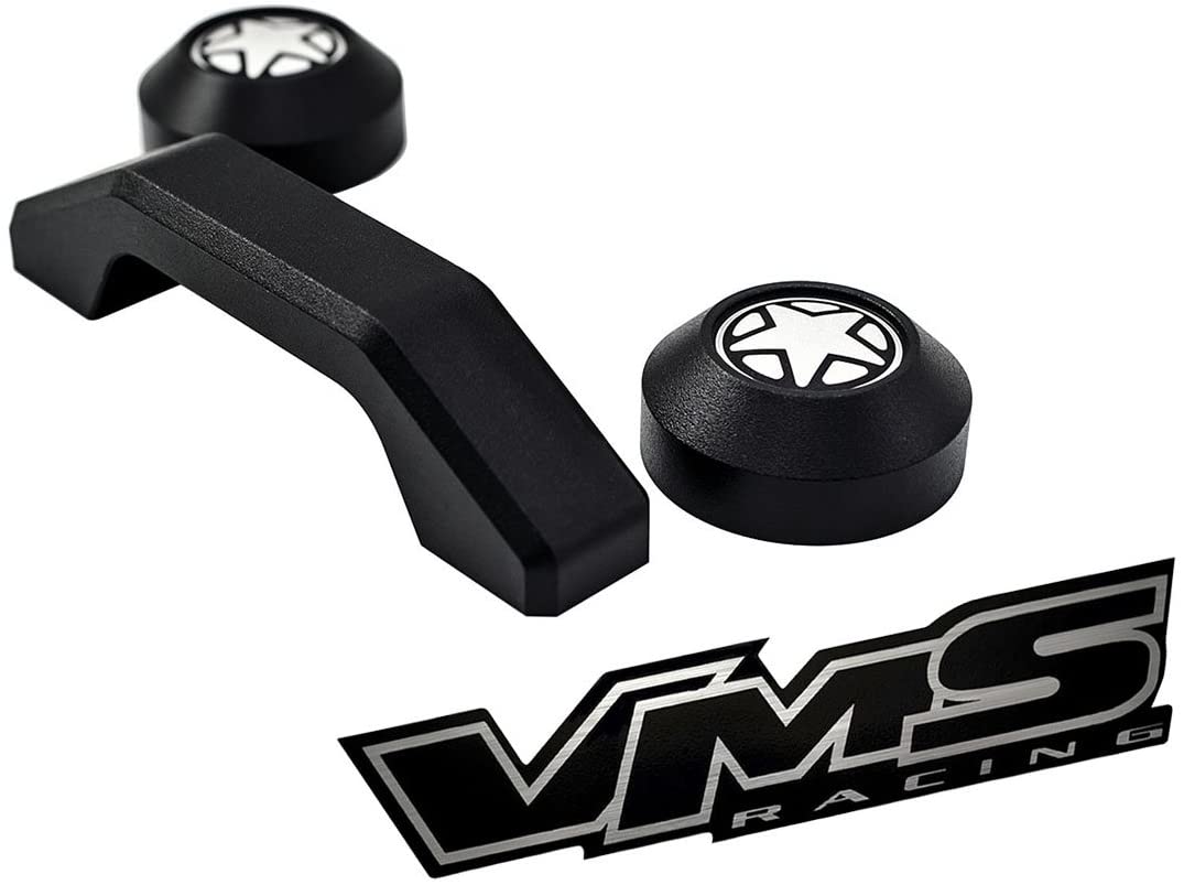 VMS Racing Black Windshield Bumper Rests and Footman Loop Bar Tie Down 3pcs 3 Piece Set Kit Compatible with Jeep Wrangler Sport Sahara Rubicon Unlimited TJ TJL LJ 97-06 1997-2006