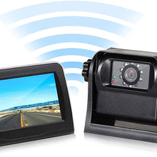 EWAY WiFi Wireless Magnetic Trailer Hitch Backup Rear View Camera & 4.3 inch LCD Monitor Safety Battery Powered for Gooseneck Horse Boat Travel Trailer/Fifth Wheels/RV/Camper Car, Removable Guideline