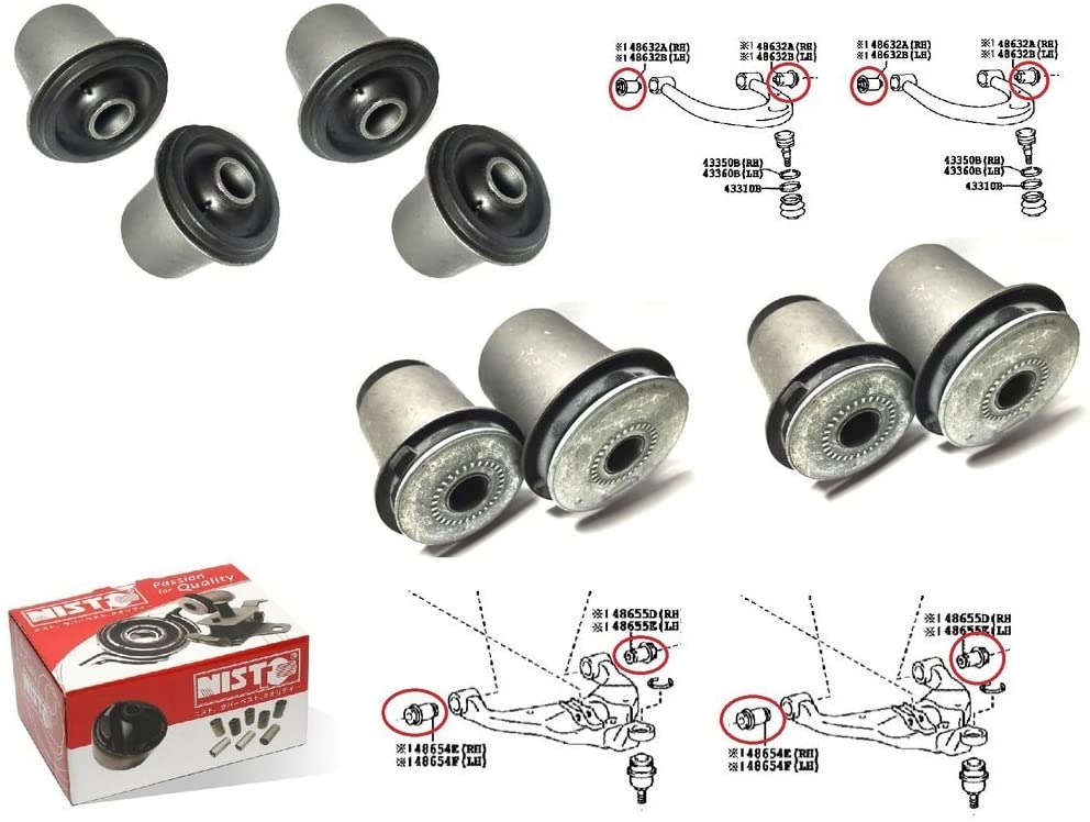 NISTO 8 Front Upper Lower Control Arm Bushing Compatible With Suitable For 2005-2014 Toyota Tacoma Hilux 4WD /2WD With Prerunner