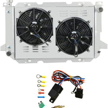 OzCoolingParts 4 Row Core Full Aluminum Radiator + 2 x 12" Fan w/Louver Shroud + Thermostat/Relay Wire Kit for 1985-1997 86 87 88 91 92 93 96 Ford F-150 F-250 F-350 Bronco V8 Engine