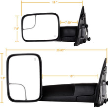 SCITOO Compatible fit for Towing Mirrors 2003 2004 2005 2006 2007 2008 for Dodge Ram 1500 2500 3500 2002 for Dodge Ram 1500 2009 for Dodge Ram 2500 3500 Truck Black Manual Side View Pair Mirrors