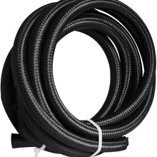 20 Feet -6AN AN6 3/8" Fuel Line Hose Braided Stainless Steel Oil Gas Fuel Hose Line,Black & Blue