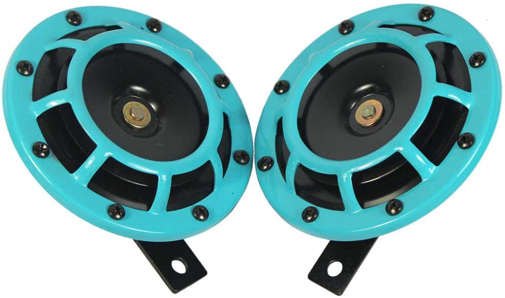 12V LIGHT BLUE SUPER LOUD TWO ELECTRIC BLAST TONE HORN FOR CAR MOTORCYCLE