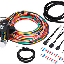 14 Circuit Fuse Universal Wiring Harness Kit for Hot Rod Street Rod Rat XL Speedway Car Muscle Sand Simple Classic Car Truck Automotive Basic 14 Circuit 14 Fuse Universal Wire Harness W/Instruction