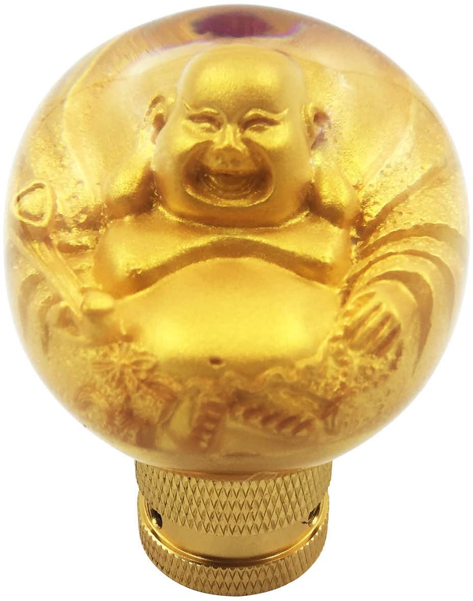 Bashineng Round Gold Shift Knob, Ball Style Gear Stick Shifter Lever Handle Fit Most Automatic Manual Truck SUV Cars