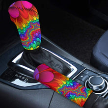 TOADDMOS Colorful Paw Print Gear Shift Konb Cover & Handbrake Cover Puppy Footprints Car Accessories for Dog Lover Universal 2pcs/Set(Black