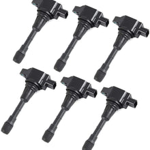 6Pcs Ignition Coil Packs Compatible with Nissan Altima 350Z Altima Maxima Murano Pathfinder Quest Infiniti EX35 G25 JX35 M35 Q50, Replaces C1670, 610-50137, 22448JA11C, UF-550 (Black)