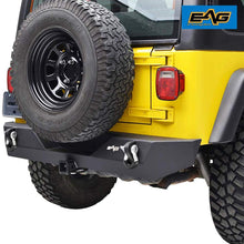 E-Autogrilles JTJRB004 EAG Rear Bumper With 2" Hitch Receiver & 2 D-ring Black Textured Off Road for 87-06 Jeep Wrangler TJ YJ
