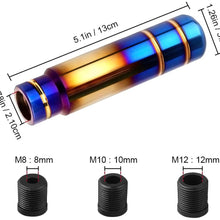 Aluminum Weighted Manual Shift knobs, Long Stick Shift Knob Gear Shifter Knobs, Car Accessories Lever Cover Head 5 inch Universal Shifter Knobs with 3 Threaded Adapters M8 M10 M12 x 1.25 (Blue)