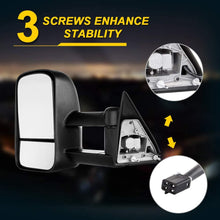 OCPTY Pair Tow Mirror Towing Mirrors Fit for Chevy 1988-2001 for GMC C3500 1988-2001 for GMC Suburban/Yukon 1992-1999 for GMC Yukon 2000 with Power Adjusted Manual Folding Telescoping