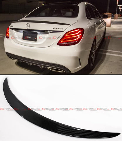 Cuztom Tuning Fits for 2015-2020 Mercedes Benz W205 C300 C400 C450 C43 4MATIC AMG Style Carbon Fiber Accent Rear Trunk Spoiler Wing