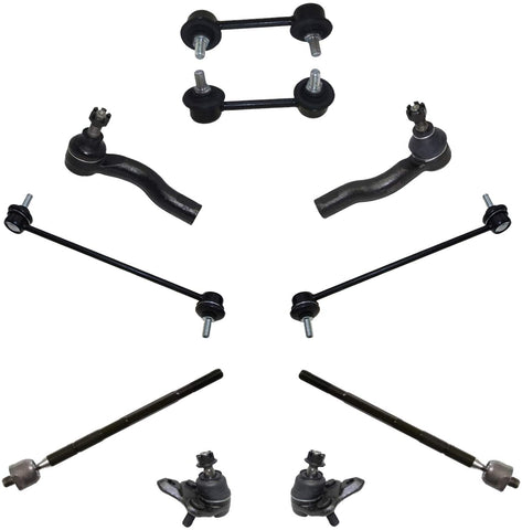 Detroit Axle - Front Inner Outer Tie Rods + Lower Ball Joints + Front Rear Sway Bar Links Replacement for 01-05 Toyota RAV4-10pc Set