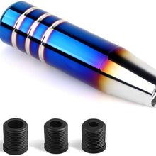 Aluminum Weighted Shift knobs, Long Stick Shift Knob Gear Shifter Knobs, Universal Automatic Manual Vehicles Lever Cover Head 5 inch Shifter Knobs with 3 Threaded Adapters M8 M10 M12 x 1.25 (Blue)