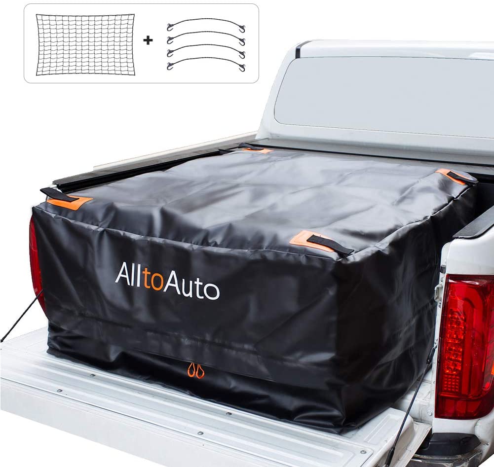 AlltoAuto Truck Bed Cargo Bag with Cargo Net, 100% Waterproof 600D Heavy Duty, Fits Any Truck Size(51''x40''x22'' ) 26 Cubic Feet, Simple and Convenient for Installation…