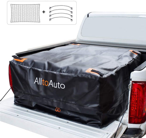 AlltoAuto Truck Bed Cargo Bag with Cargo Net, 100% Waterproof 600D Heavy Duty, Fits Any Truck Size(51''x40''x22'' ) 26 Cubic Feet, Simple and Convenient for Installation…