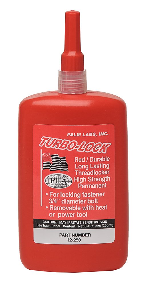 Turbo-Lock 12-250 (Loctite 262 Equivalent) Red Threadlocker - Permanent High Strength - 250mL Bottles - Case of 2